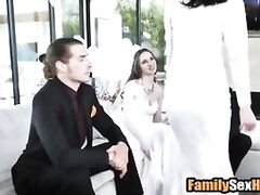 Lesbian brides foursome fucked by their fathers